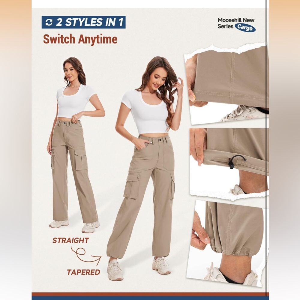 Women's Tan Cargo Pants worn once Perfect condition - Picture 4 of 8